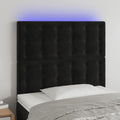 vidaXL Zagłówek do łóżka z LED, czarny, 100x5x118/128 cm, aksamit