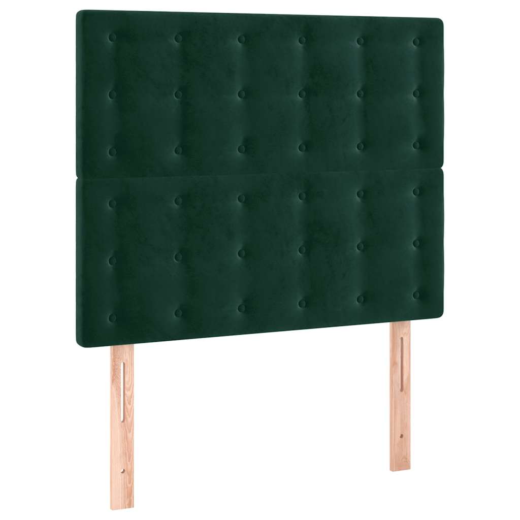 vidaXL Zagłówek do łóżka z LED, ciemnozielony, 100x5x118/128 cm