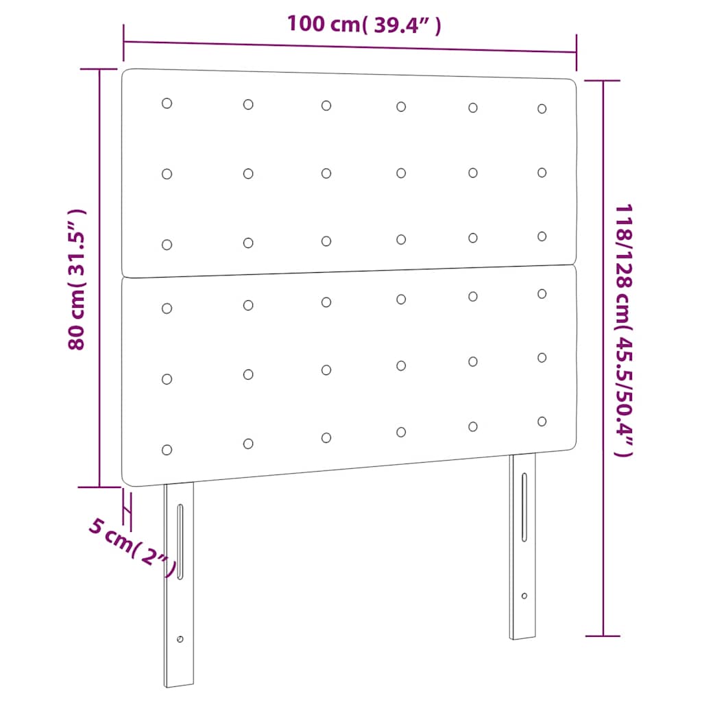 vidaXL Zagłówek do łóżka z LED, ciemnozielony, 100x5x118/128 cm