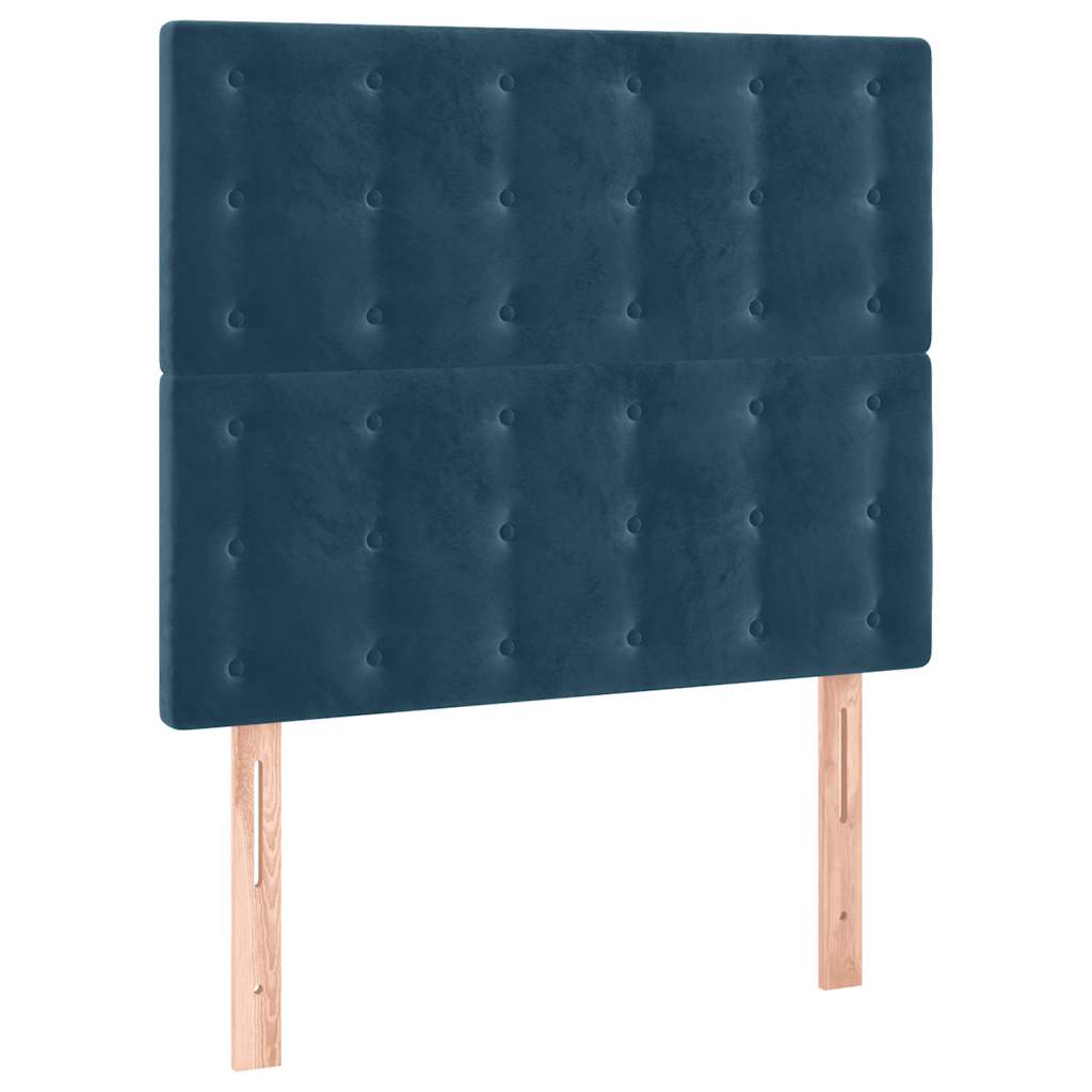 vidaXL Zagłówek do łóżka z LED, ciemnoniebieski, 100x5x118/128 cm