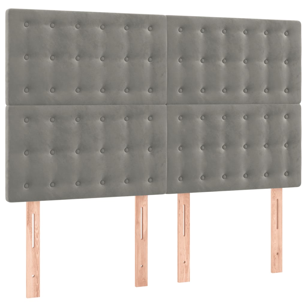 vidaXL Zagłówek do łóżka z LED, jasnoszary, 144x5x118/128 cm, aksamit