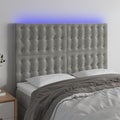 vidaXL Zagłówek do łóżka z LED, jasnoszary, 144x5x118/128 cm, aksamit