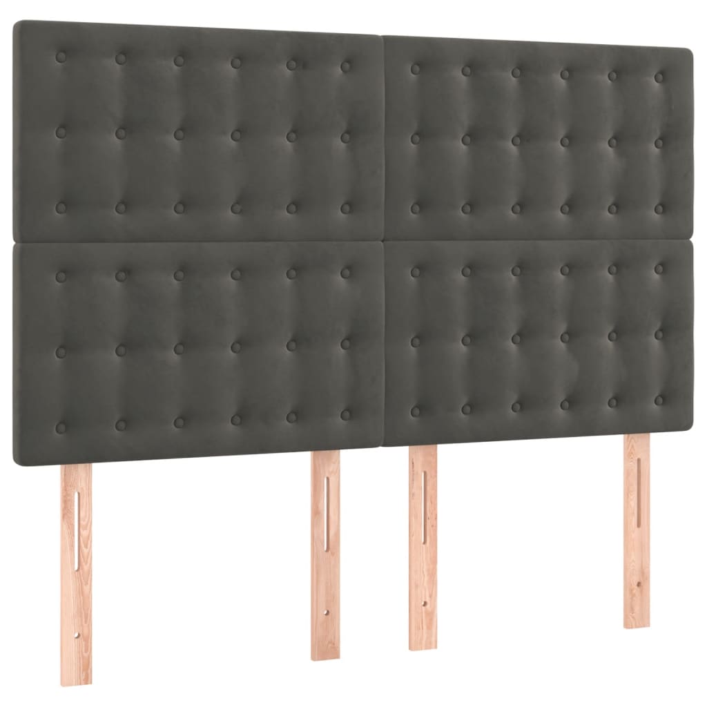 vidaXL Zagłówek do łóżka z LED, ciemnoszary, 144x5x118/128 cm, aksamit