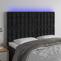 vidaXL Zagłówek do łóżka z LED, czarny, 144x5x118/128 cm, aksamit