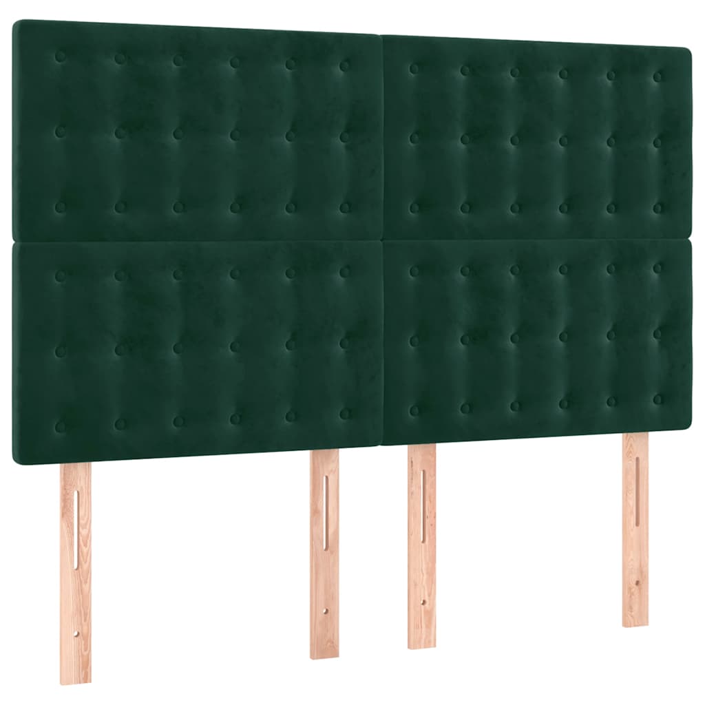 vidaXL Zagłówek do łóżka z LED, ciemnozielony, 144x5x118/128 cm