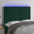 vidaXL Zagłówek do łóżka z LED, ciemnozielony, 144x5x118/128 cm