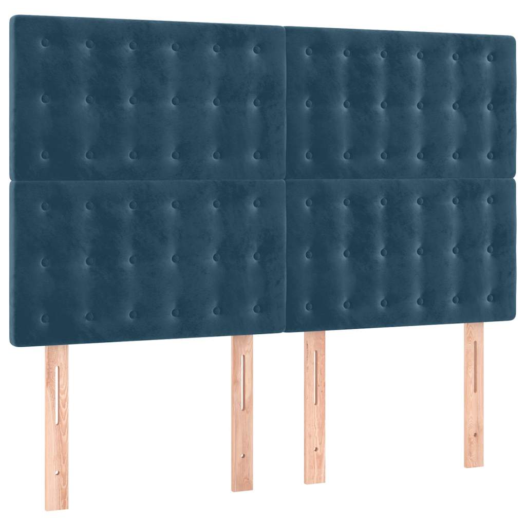 vidaXL Zagłówek do łóżka z LED ciemnoniebieski, 144x5x118/128 cm