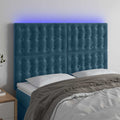 vidaXL Zagłówek do łóżka z LED ciemnoniebieski, 144x5x118/128 cm