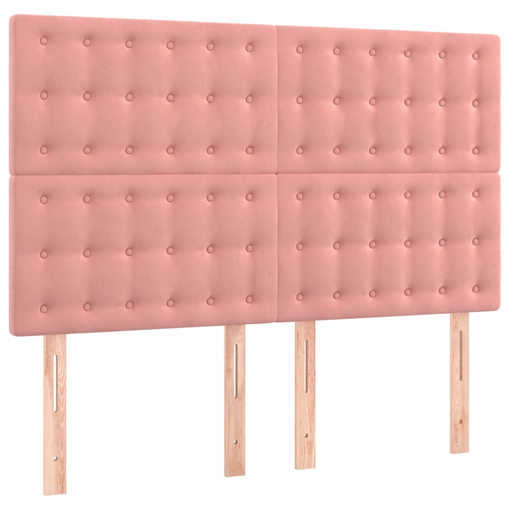 vidaXL Zagłówek do łóżka z LED, różowy, 144x5x118/128 cm, aksamit
