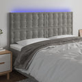 vidaXL Zagłówek do łóżka z LED, jasnoszary, 160x5x118/128 cm, aksamit