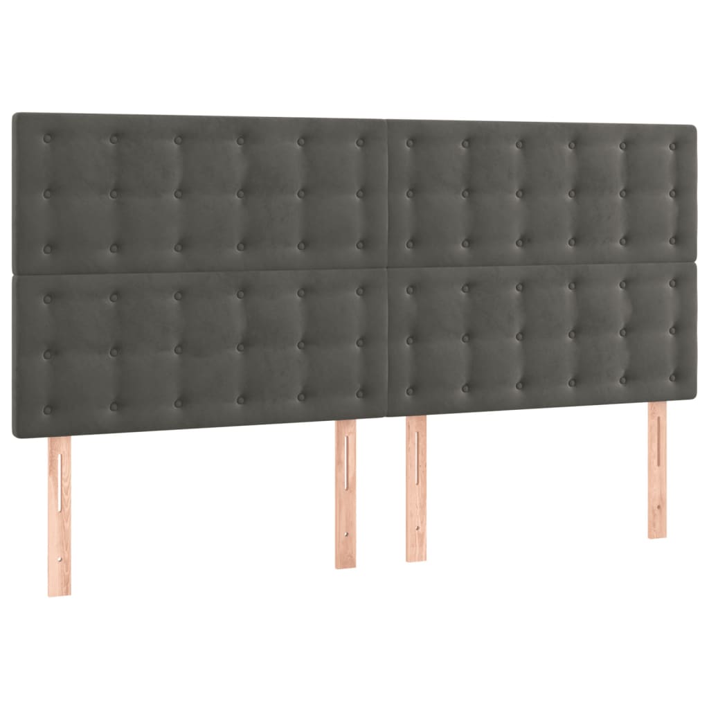 vidaXL Zagłówek do łóżka z LED, ciemnoszary, 160x5x118/128 cm, aksamit