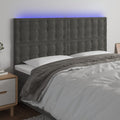 vidaXL Zagłówek do łóżka z LED, ciemnoszary, 160x5x118/128 cm, aksamit