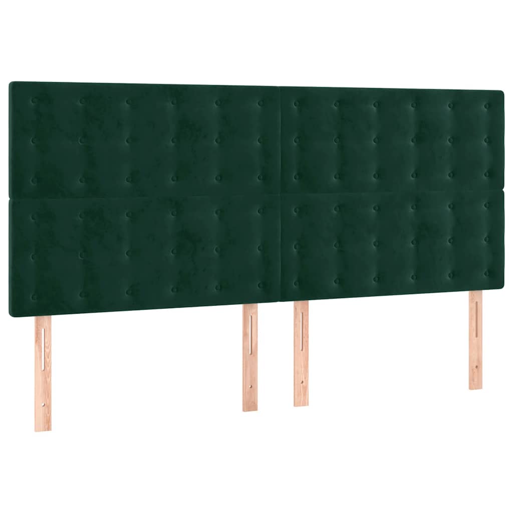 vidaXL Zagłówek do łóżka z LED, ciemnozielony, 160x5x118/128 cm