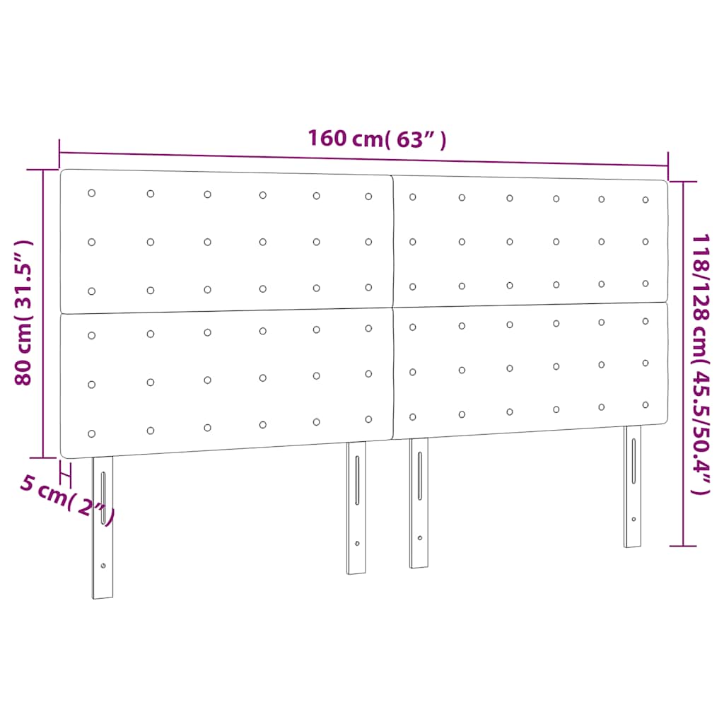 vidaXL Zagłówek do łóżka z LED, ciemnozielony, 160x5x118/128 cm