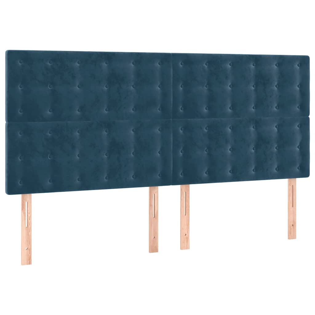 vidaXL Zagłówek do łóżka z LED, ciemnoniebieski, 160x5x118/128 cm