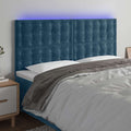vidaXL Zagłówek do łóżka z LED, ciemnoniebieski, 160x5x118/128 cm