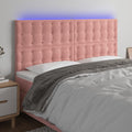 vidaXL Zagłówek do łóżka z LED, różowy, 160x5x118/128 cm, aksamit