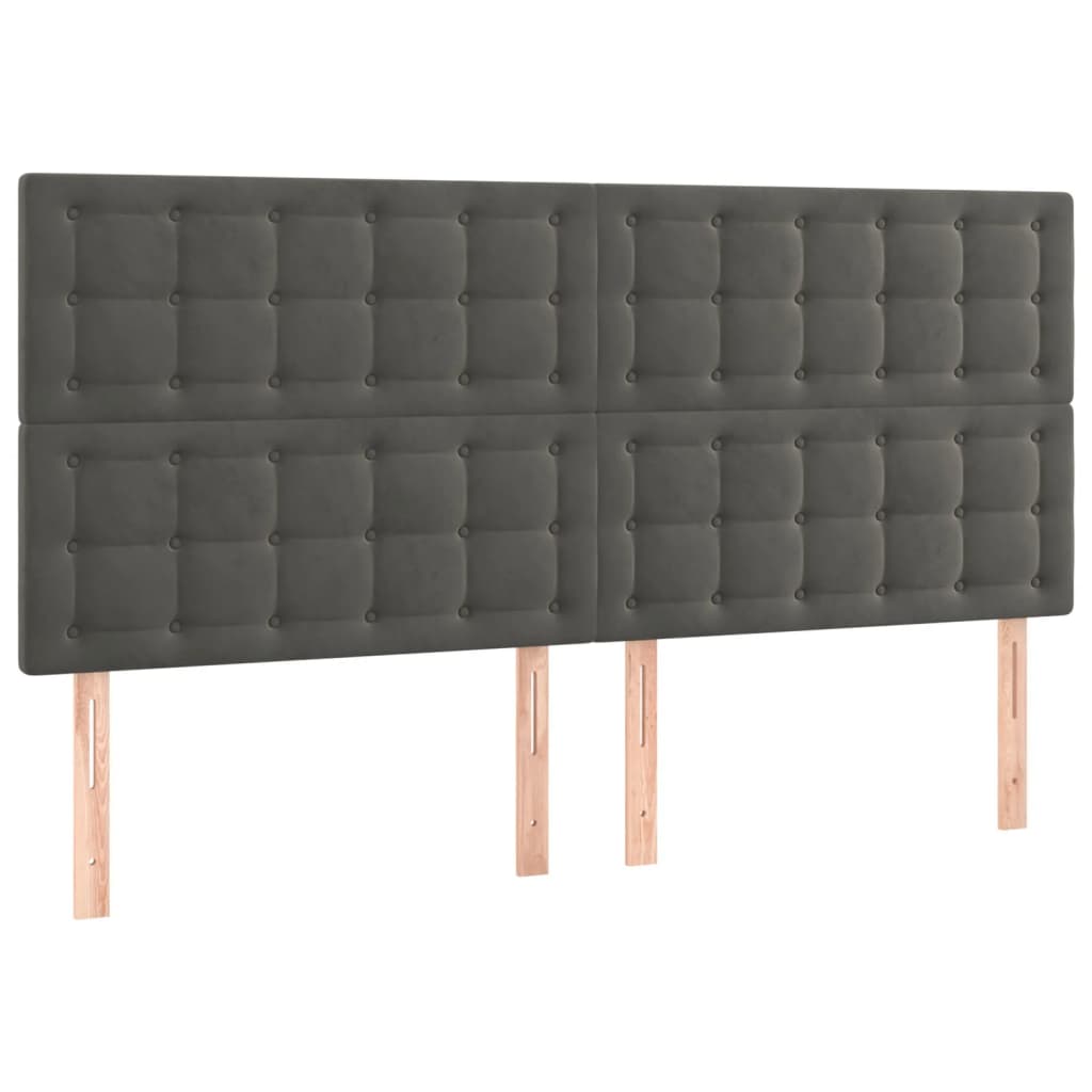 vidaXL Zagłówek do łóżka z LED, ciemnoszary, 180x5x118/128 cm, aksamit