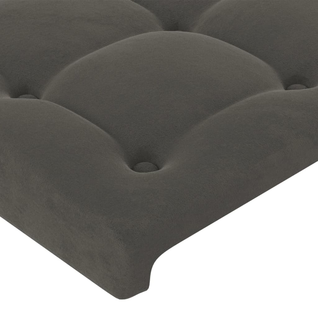 vidaXL Zagłówek do łóżka z LED, ciemnoszary, 180x5x118/128 cm, aksamit