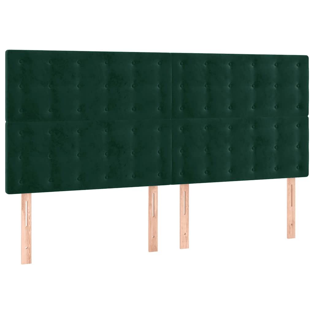 vidaXL Zagłówek do łóżka z LED, ciemnozielony, 180x5x118/128 cm