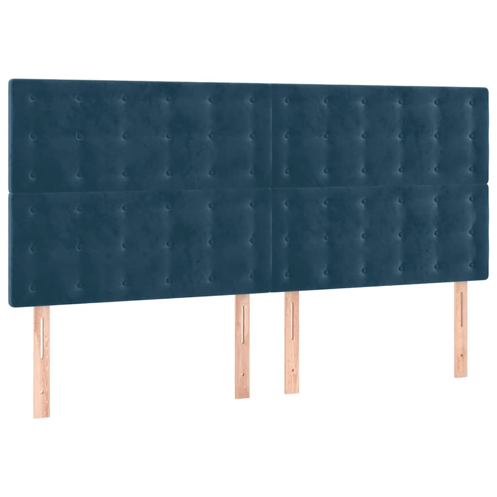 vidaXL Zagłówek do łóżka z LED, ciemnoniebieski, 180x5x118/128 cm