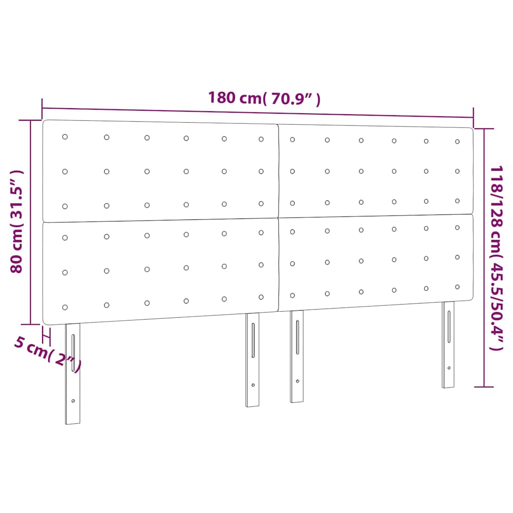 vidaXL Zagłówek do łóżka z LED, ciemnoniebieski, 180x5x118/128 cm