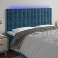 vidaXL Zagłówek do łóżka z LED, ciemnoniebieski, 180x5x118/128 cm