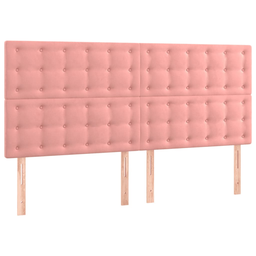 vidaXL Zagłówek do łóżka z LED, różowy, 180x5x118/128 cm, aksamit