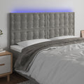 vidaXL Zagłówek do łóżka z LED, jasnoszary, 200x5x118/128 cm, aksamit