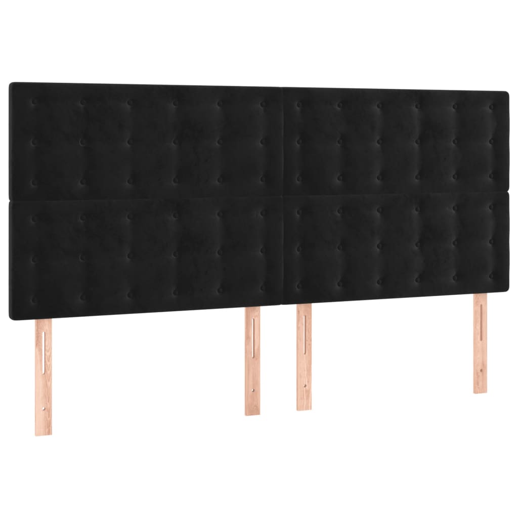 vidaXL Zagłówek do łóżka z LED, czarny, 200x5x118/128 cm, aksamit