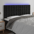vidaXL Zagłówek do łóżka z LED, czarny, 200x5x118/128 cm, aksamit