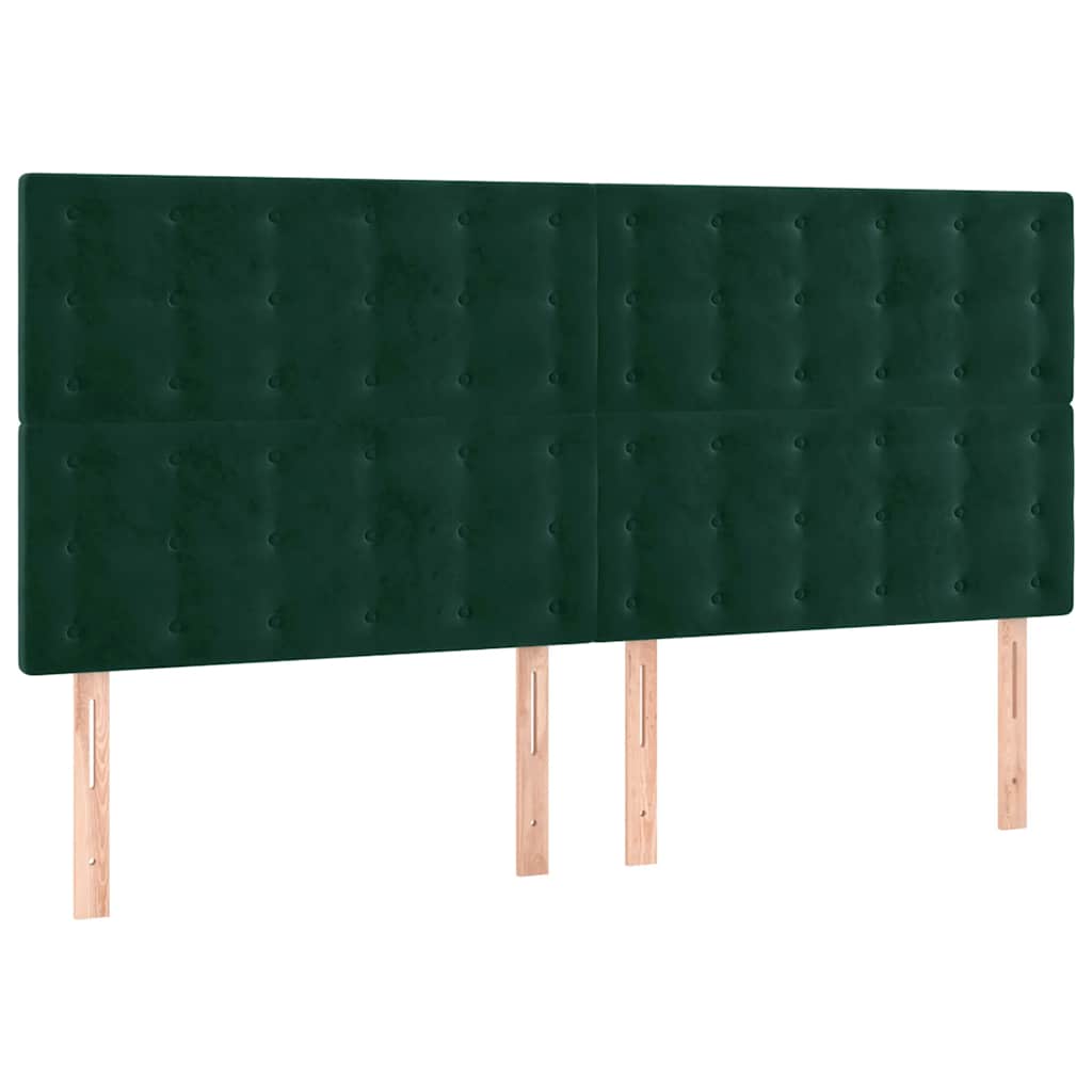 vidaXL Zagłówek do łóżka z LED, ciemnozielony, 200x5x118/128 cm