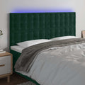 vidaXL Zagłówek do łóżka z LED, ciemnozielony, 200x5x118/128 cm