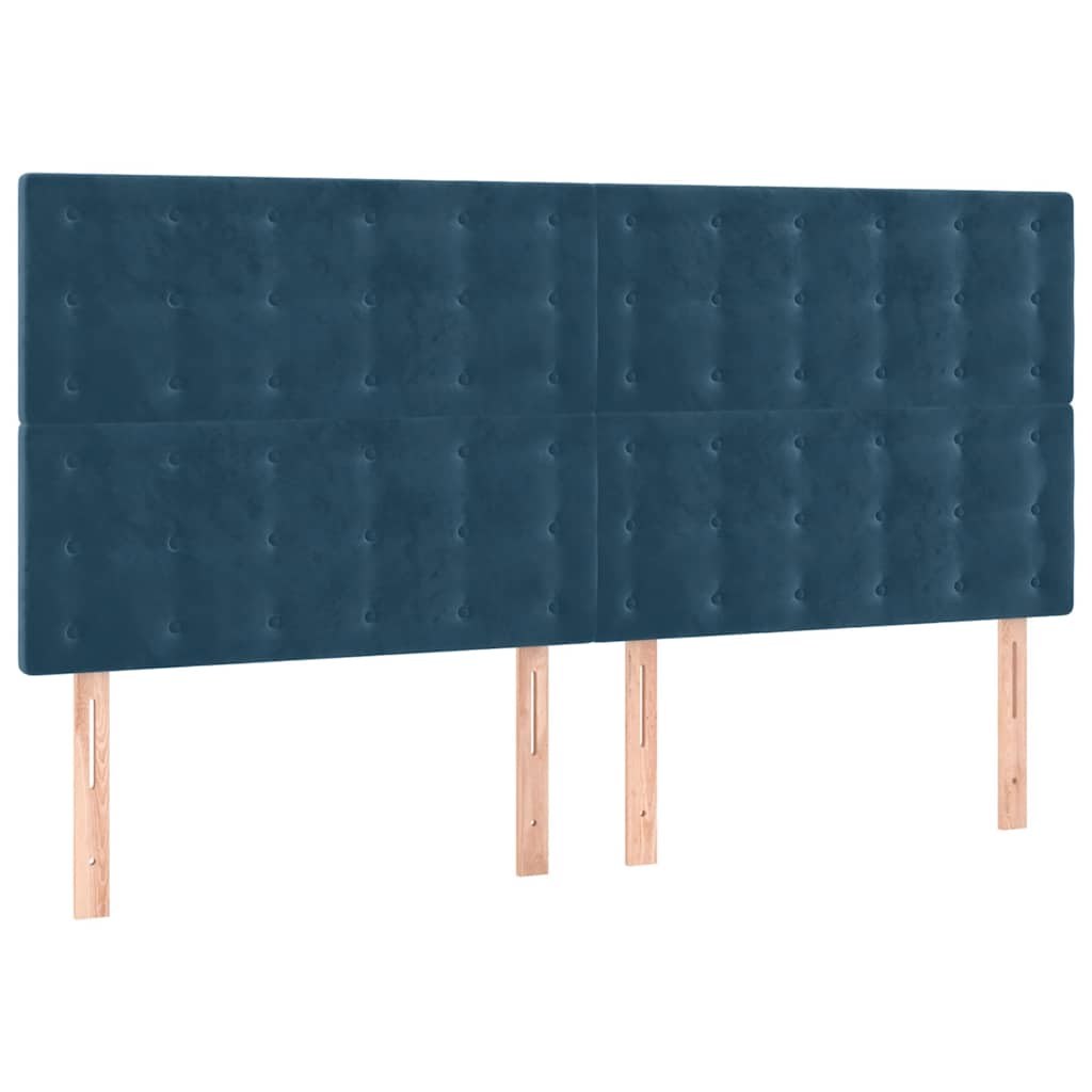 vidaXL Zagłówek do łóżka z LED, ciemnoniebieski, 200x5x118/128 cm
