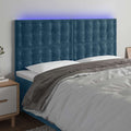 vidaXL Zagłówek do łóżka z LED, ciemnoniebieski, 200x5x118/128 cm