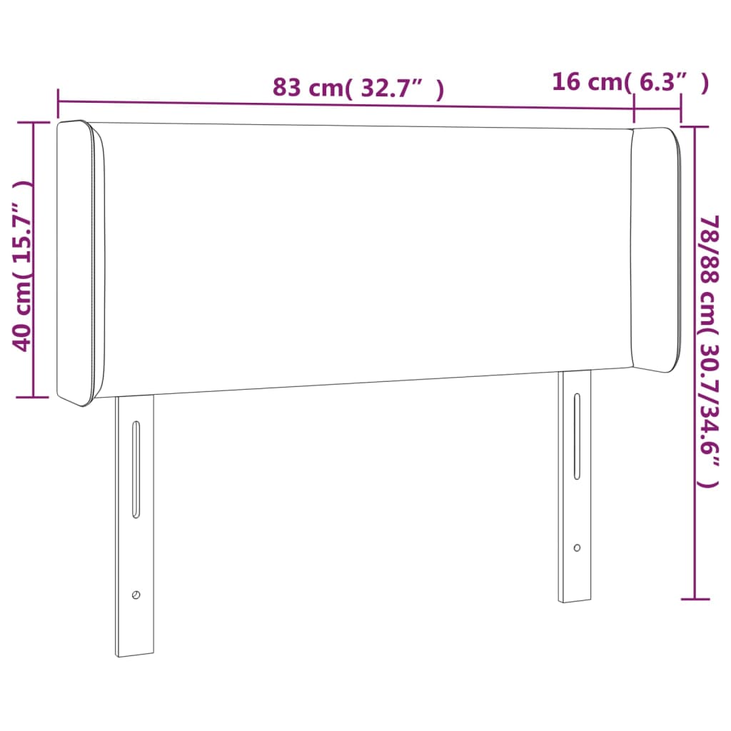 vidaXL Zagłówek do łóżka z LED, czarny, 83x16x78/88 cm, tkanina