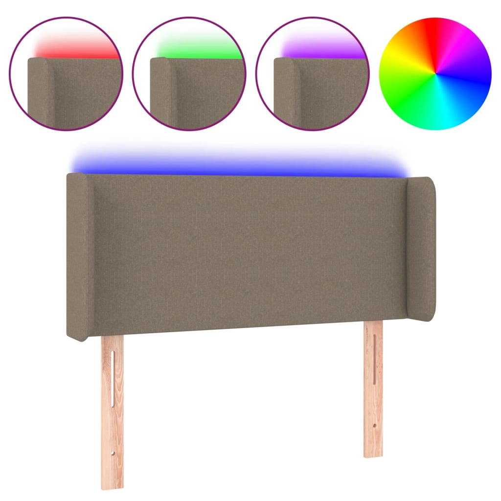 vidaXL Zagłówek do łóżka z LED, taupe, 93x16x78/88 cm, tkanina