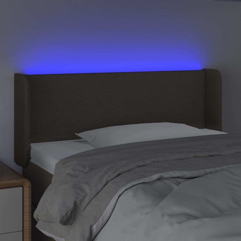 vidaXL Zagłówek do łóżka z LED, taupe, 93x16x78/88 cm, tkanina