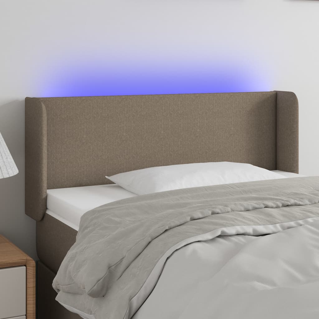 vidaXL Zagłówek do łóżka z LED, taupe, 93x16x78/88 cm, tkanina