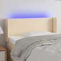 vidaXL Zagłówek do łóżka z LED, kremowy, 93x16x78/88 cm, tkanina