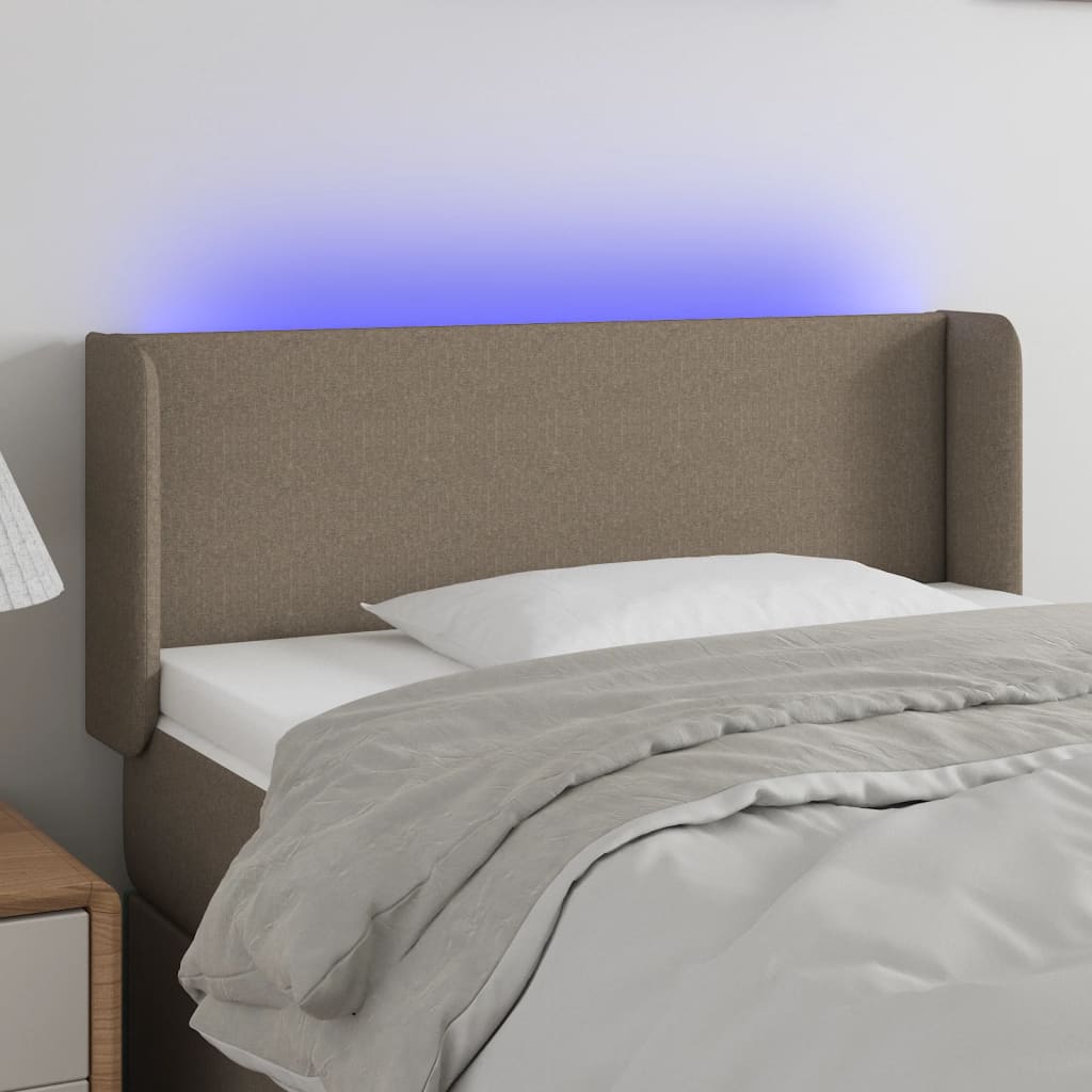 vidaXL Zagłówek do łóżka z LED, taupe, 103x16x78/88 cm, tkanina