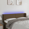 vidaXL Zagłówek do łóżka z LED, ciemnobrązowy, 147x16x78/88cm, tkanina