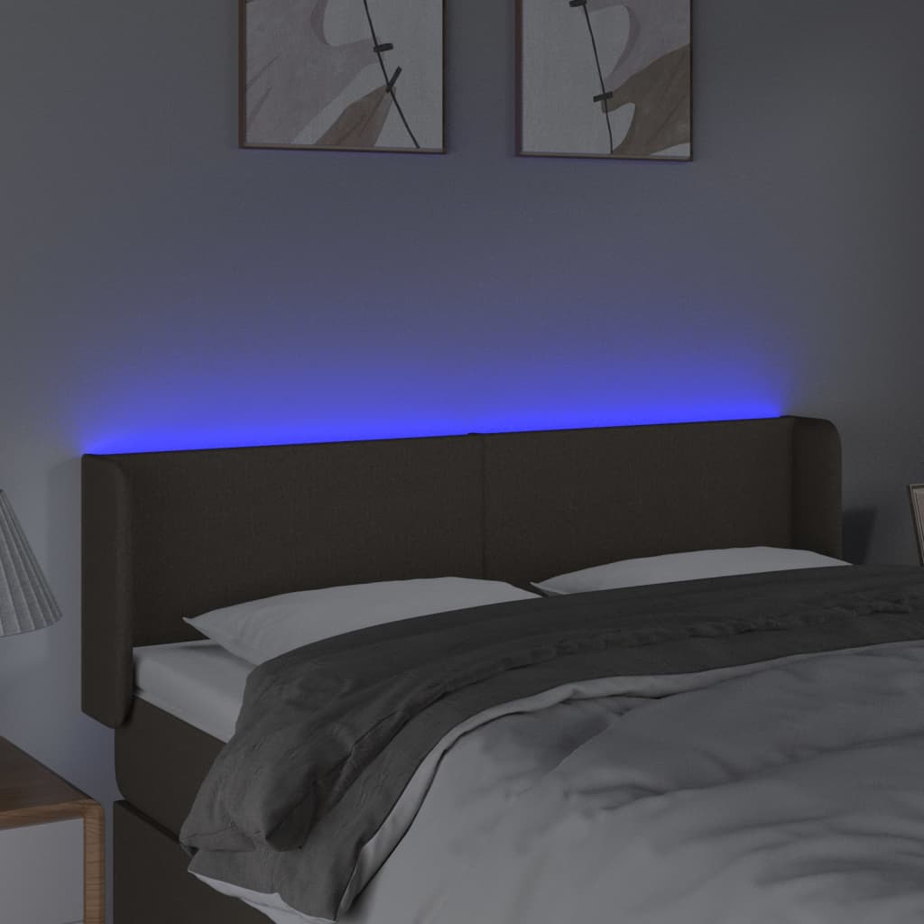 vidaXL Zagłówek do łóżka z LED, taupe, 147x16x78/88 cm, tkanina