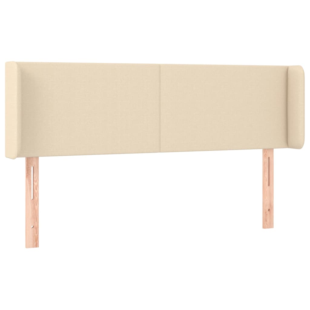 vidaXL Zagłówek do łóżka z LED, kremowy, 147x16x78/88 cm, tkanina