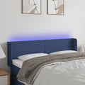 vidaXL Zagłówek do łóżka z LED, niebieski, 147x16x78/88 cm, tkanina