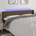 vidaXL Zagłówek do łóżka z LED, ciemnobrązowy, 163x16x78/88cm, tkanina