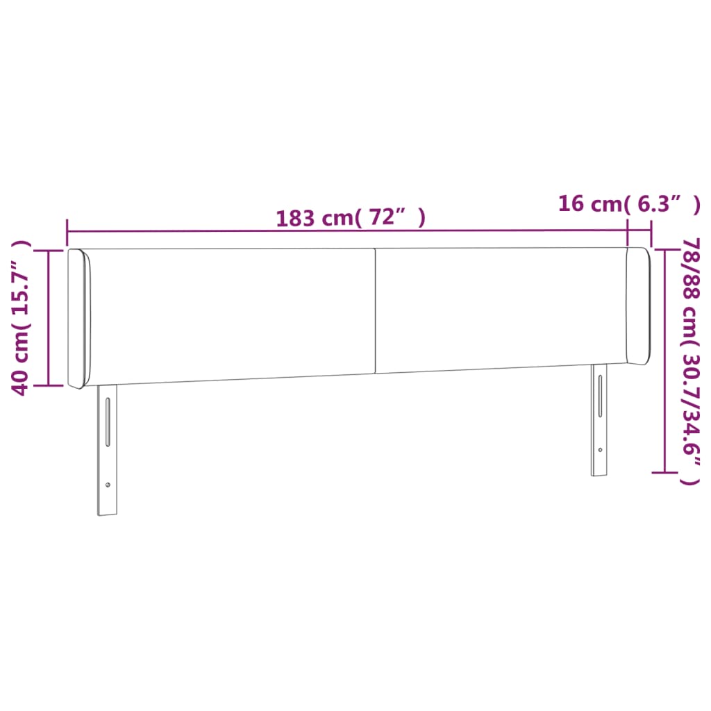 vidaXL Zagłówek do łóżka z LED, jasnoszary, 183x16x78/88 cm, tkanina