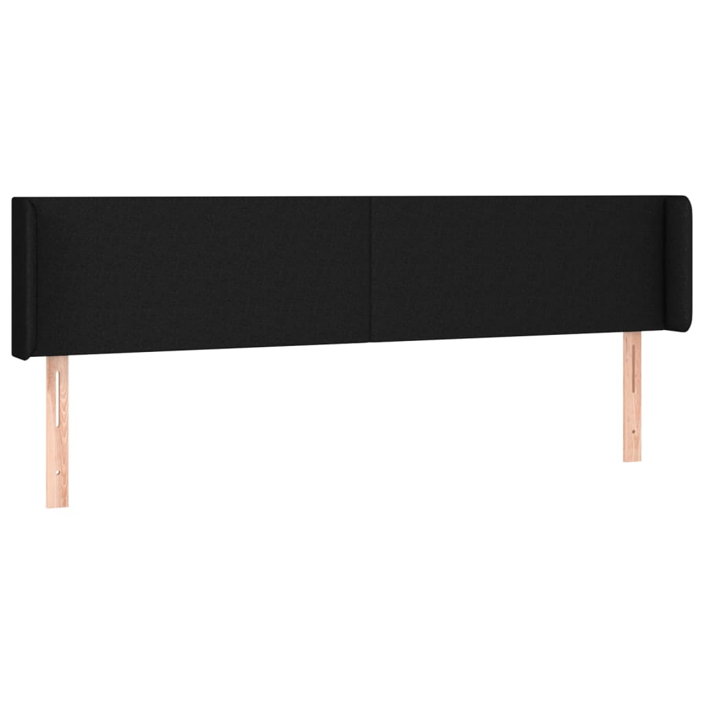 vidaXL Zagłówek do łóżka z LED, czarny, 203x16x78/88 cm, tkanina