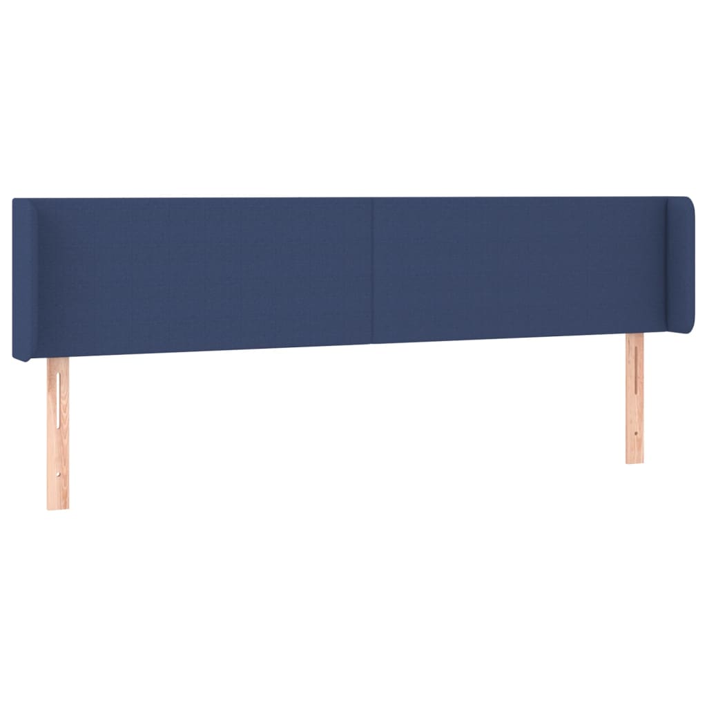 vidaXL Zagłówek do łóżka z LED, niebieski, 203x16x78/88 cm, tkanina