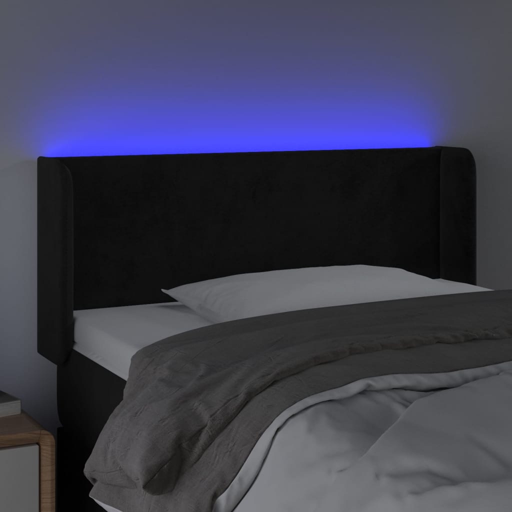 vidaXL Zagłówek do łóżka z LED, czarny, 83x16x78/88 cm, aksamit